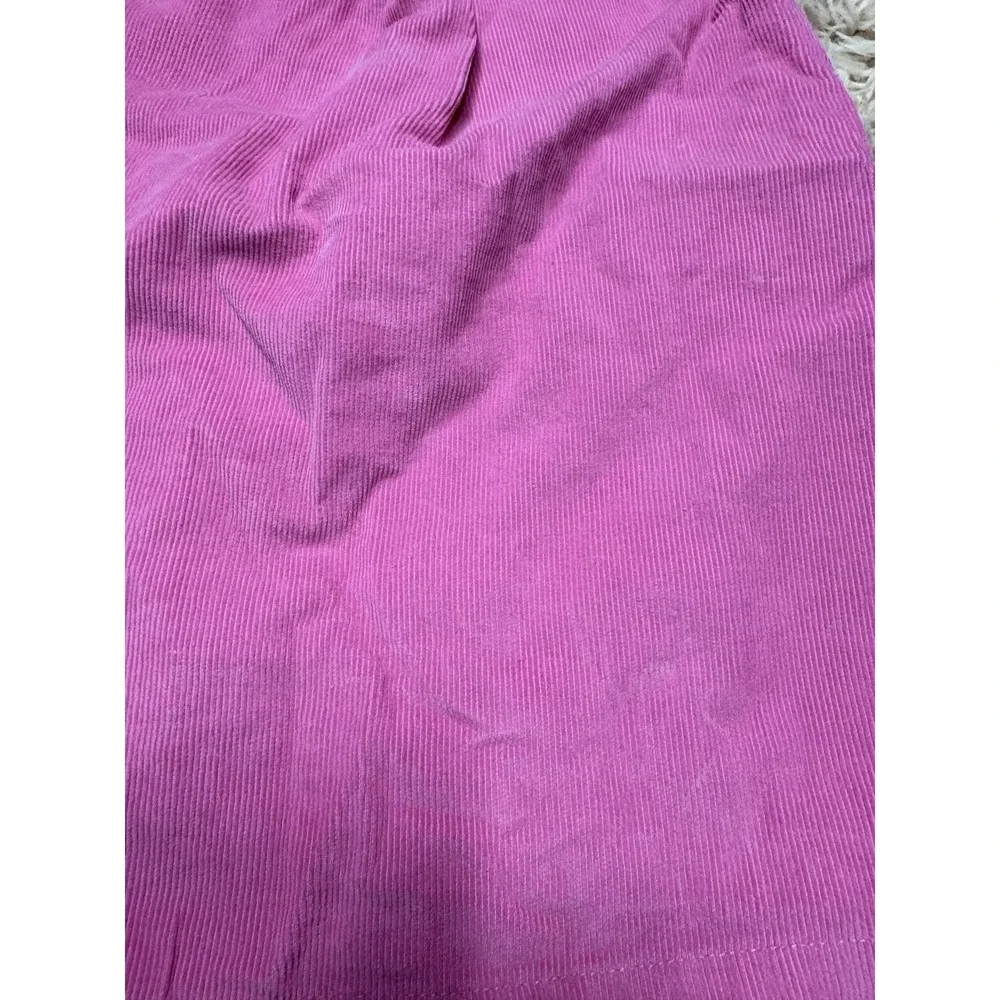 J Khaki Girls Pink Corduroy A-Line Dress Bow Button Size 3T Short Sleeve